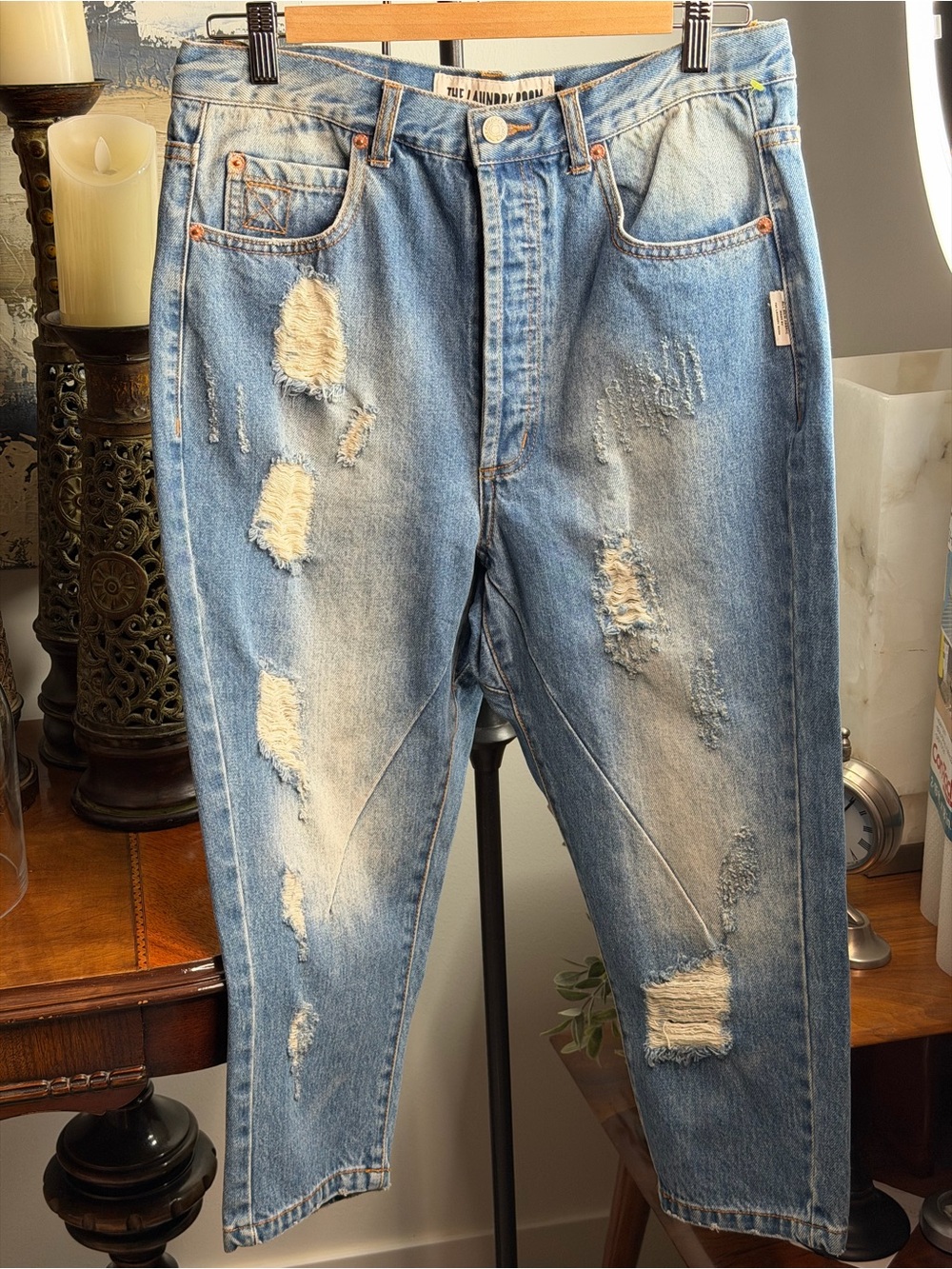 The Laundry Room Light Blue Distressed Relaxed Jeans